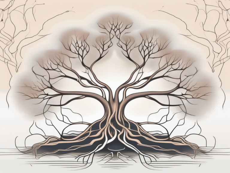 A serene landscape with a prominent tree